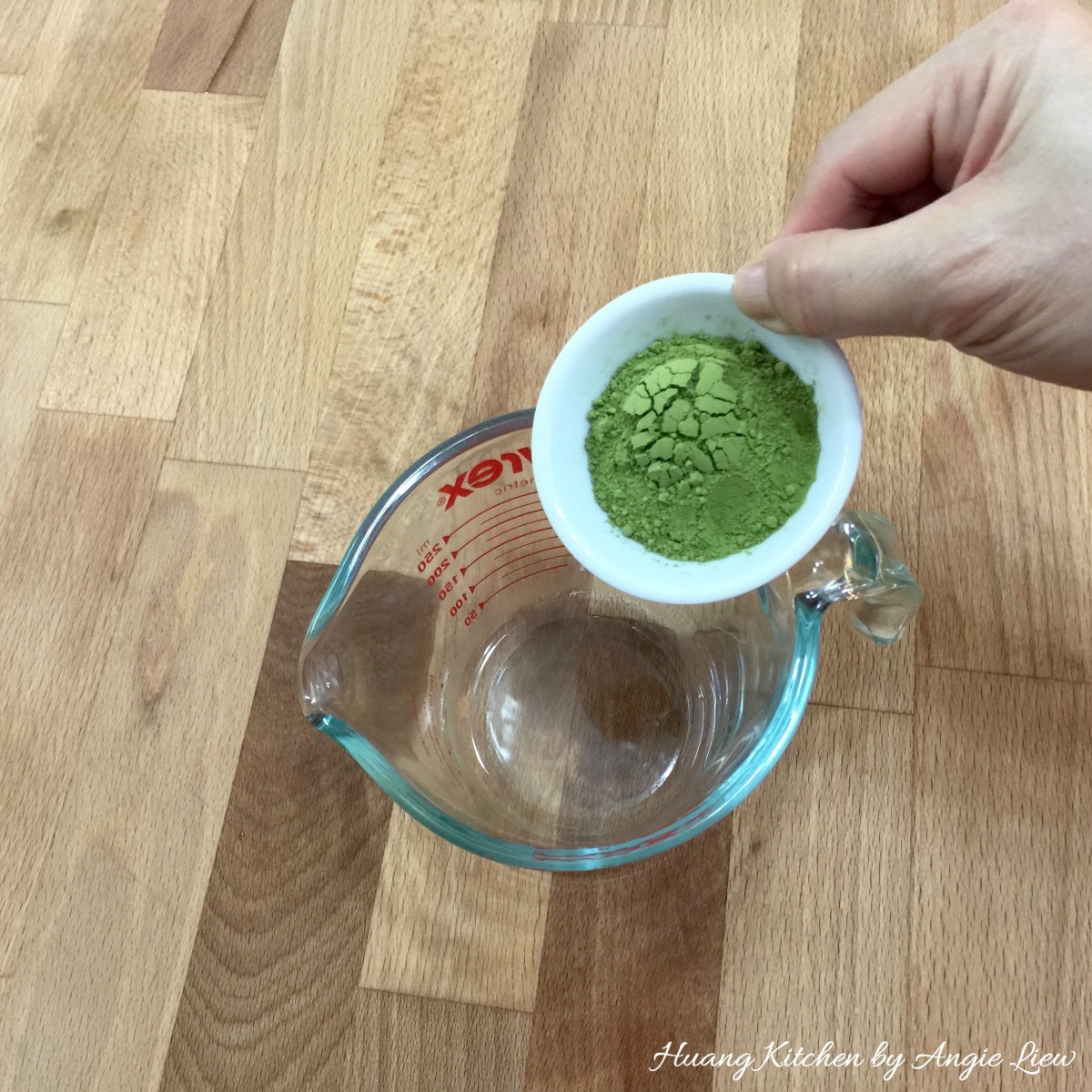 Matcha Green Tea Snowskin Mooncakes - mixing green tea paste