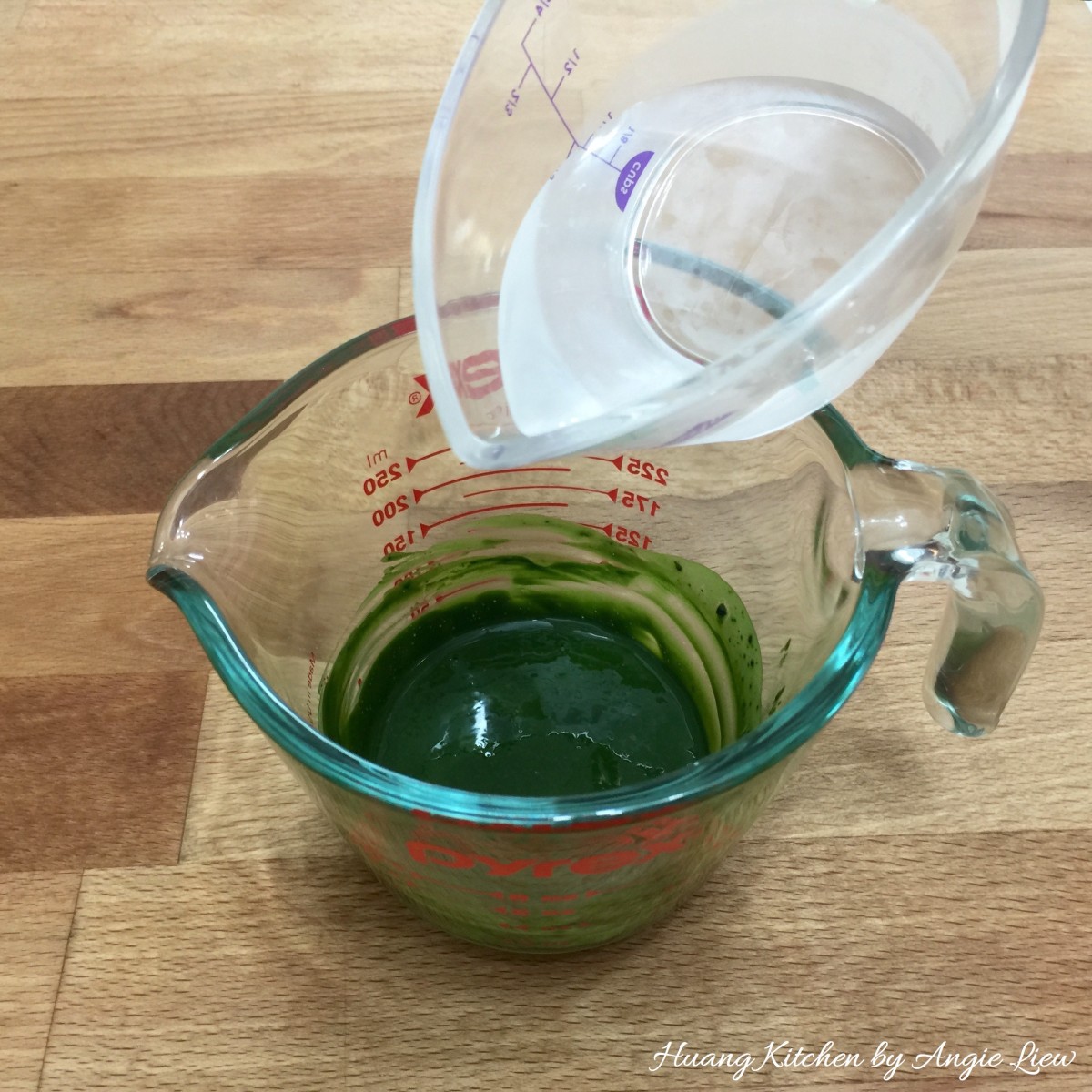 Matcha Green Tea Snowskin Mooncakes - add cold water in green tea