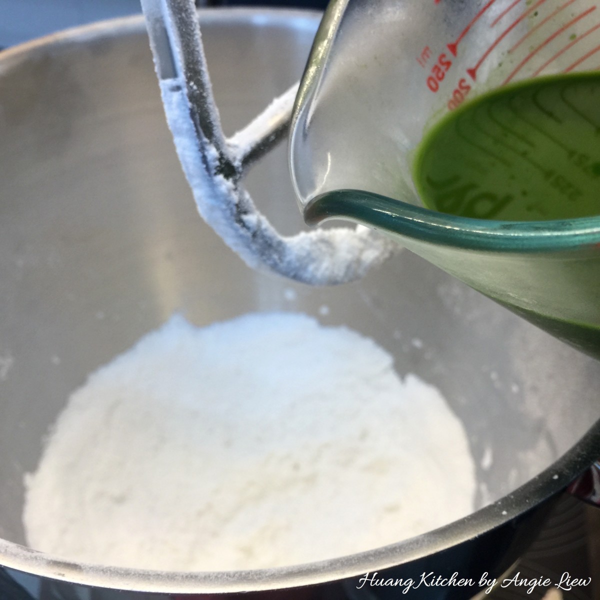 Matcha Green Tea Snowskin Mooncakes - add green tea liquid