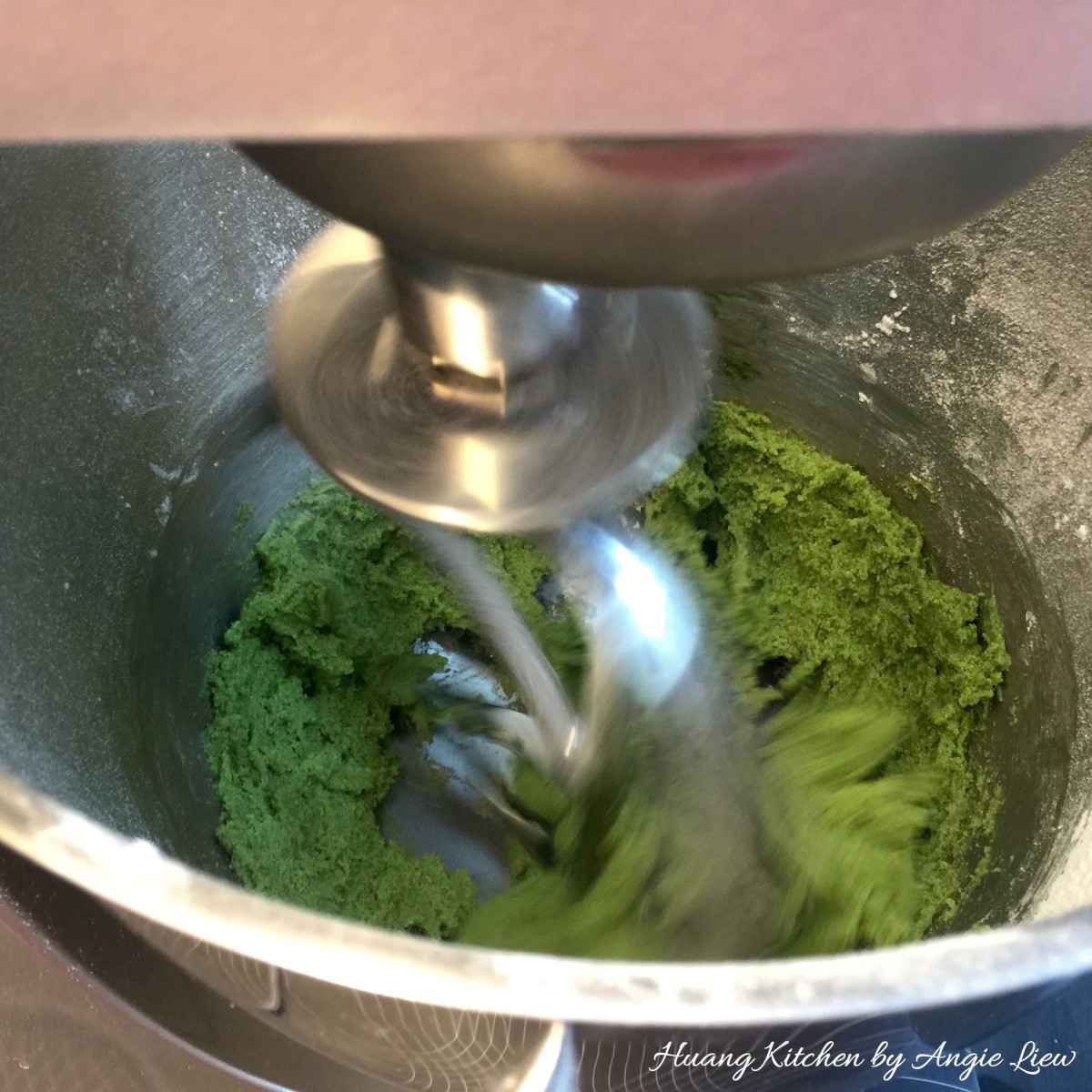 Matcha Green Tea Snowskin Mooncakes - mix dough