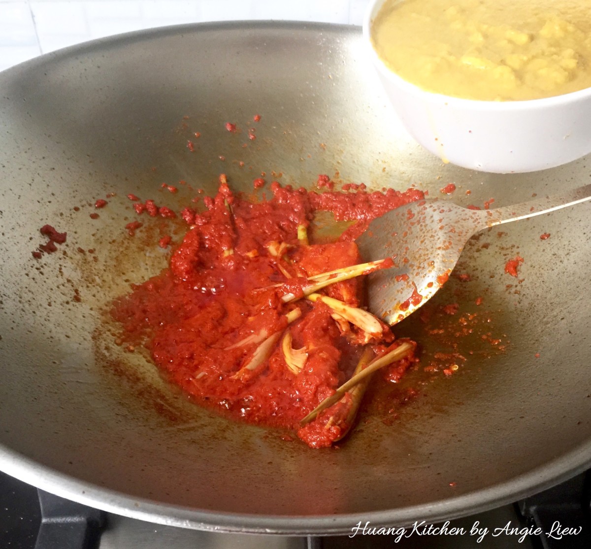 Traditional Malaysian Chicken Rendang recipe - add spice paste