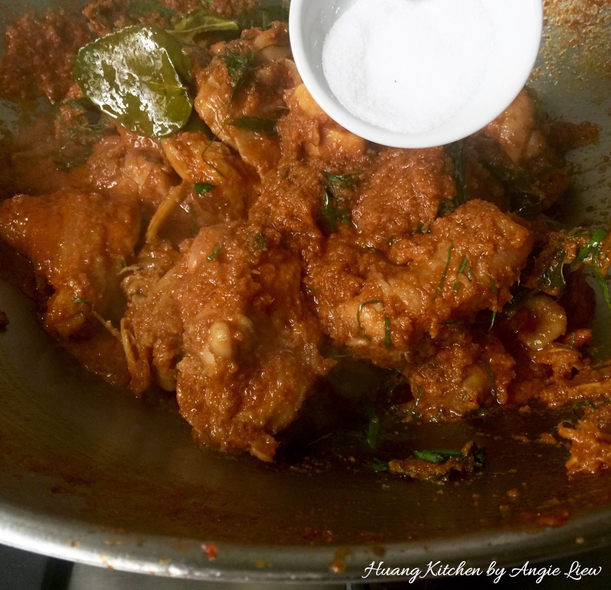 Traditional Malaysian Chicken Rendang recipe - add salt