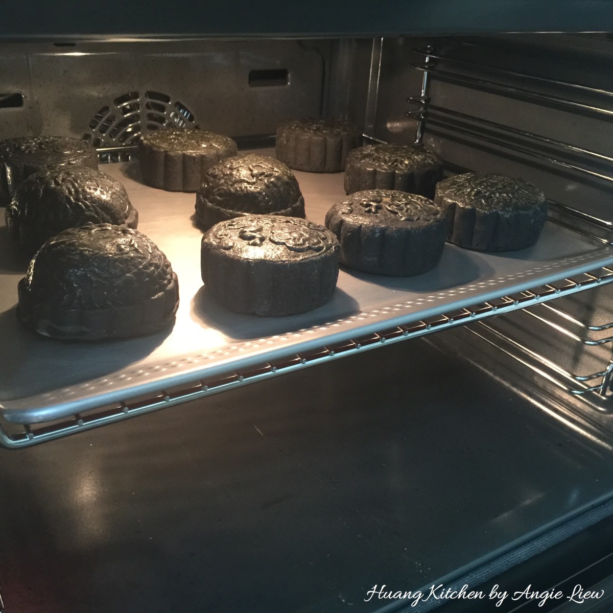 Baked Bamboo Charcoal Mooncakes