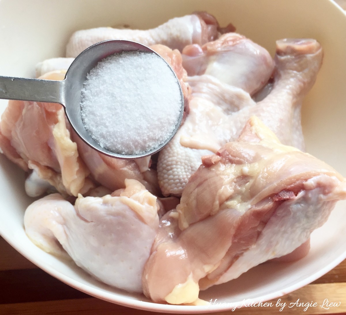 Traditional Malaysian Chicken Rendang recipe - season with salt