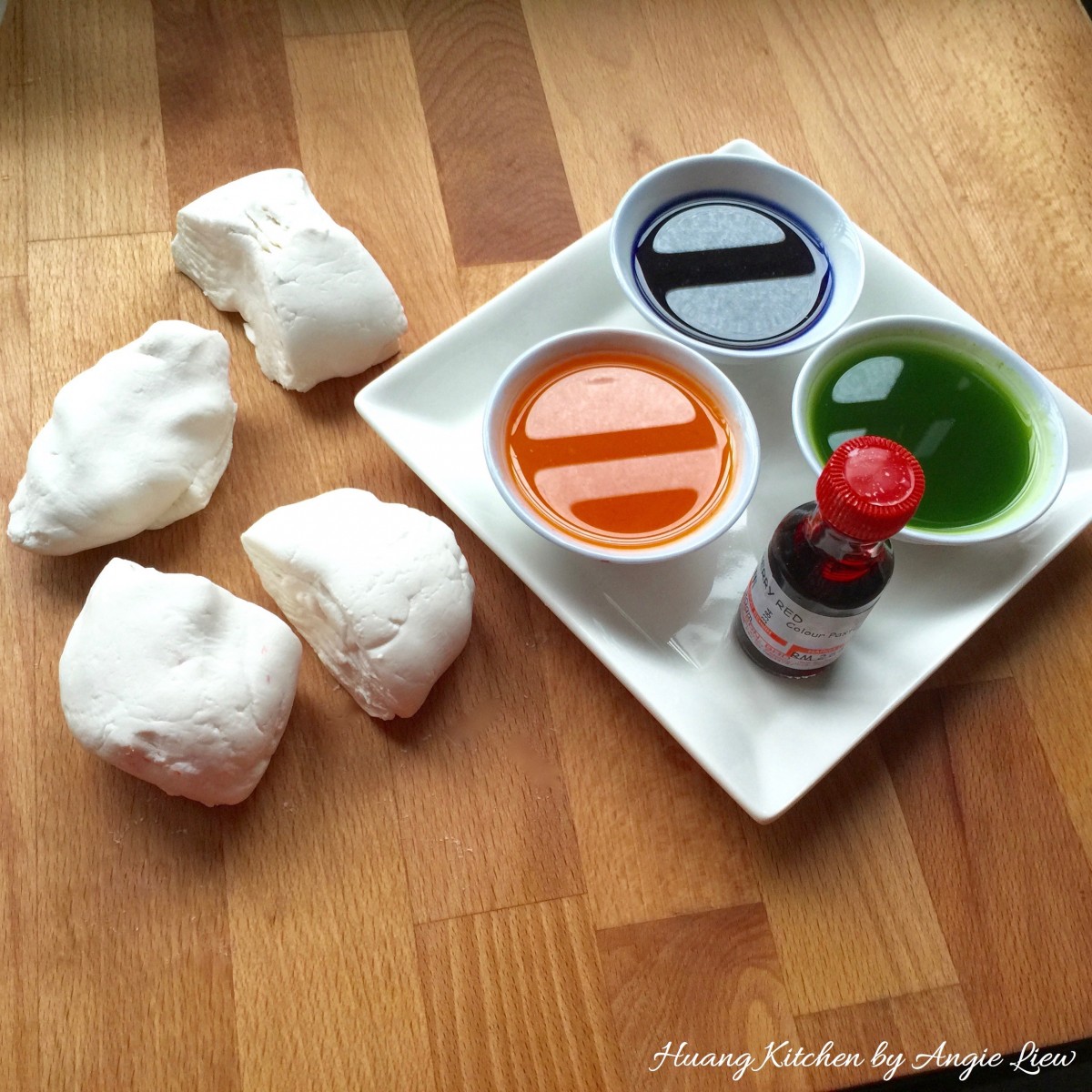 Sweet Glutinous Rice Balls Recipe (Tang Yuan) - colour dough