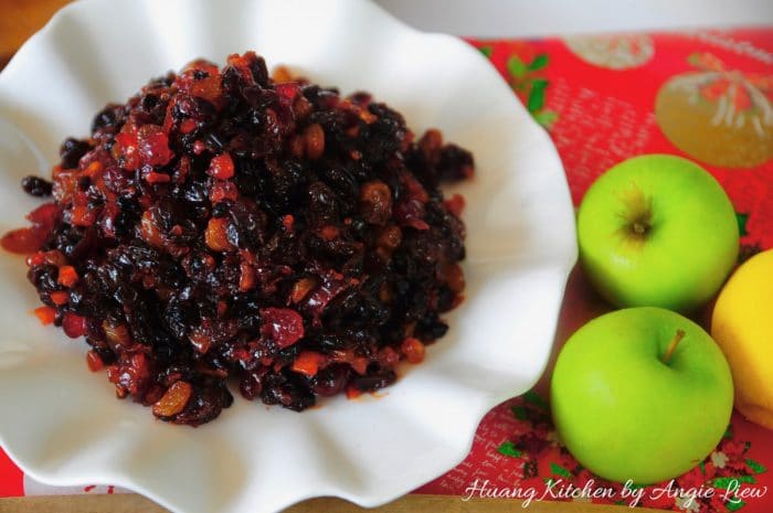 Homemade Christmas Fruit Mince (Mincemeat) - Recipe by Huang Kitchen - Closeup with apples and lemon