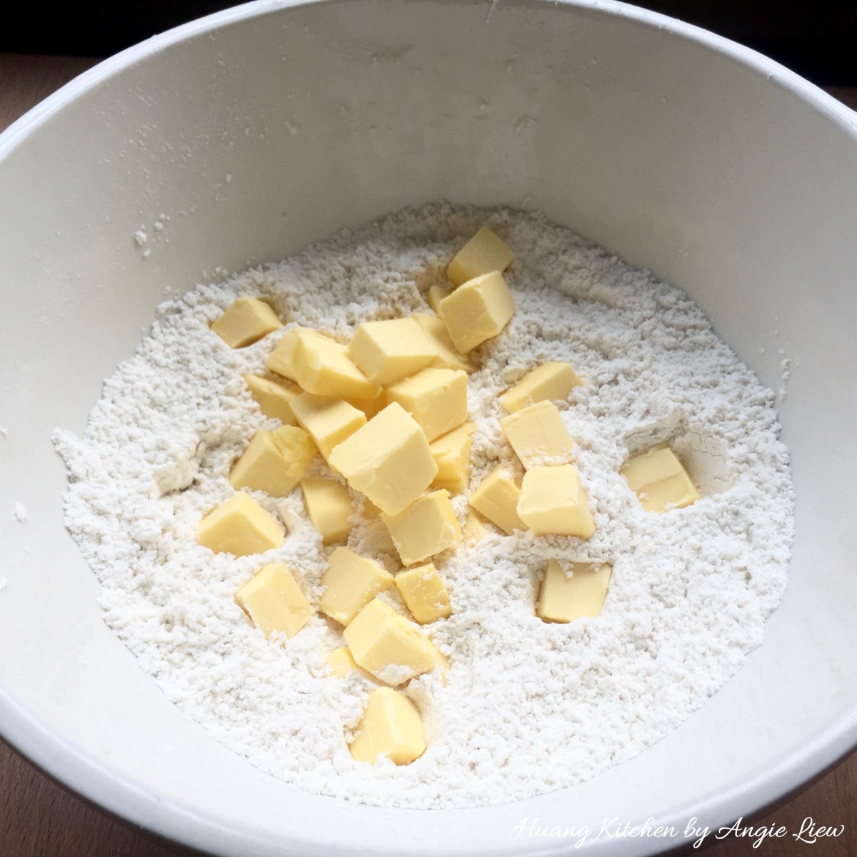 Dainty Pineapple Tarts - cold butter cubes in flour