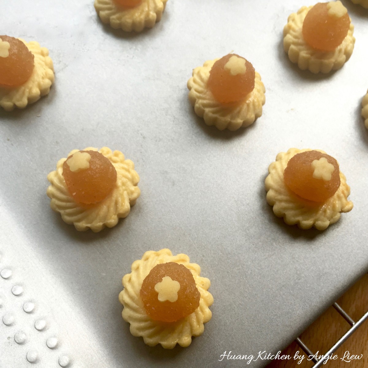 Dainty Pineapple Tarts - top with small shapes