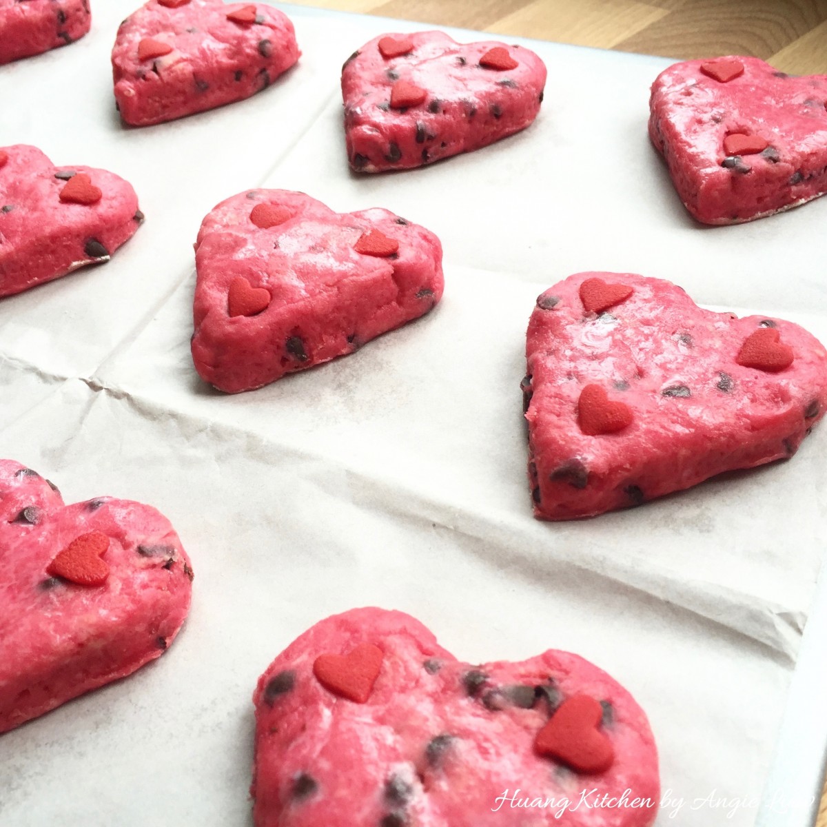 Valentine Scones Recipe - decorate with tiny sugar hearts