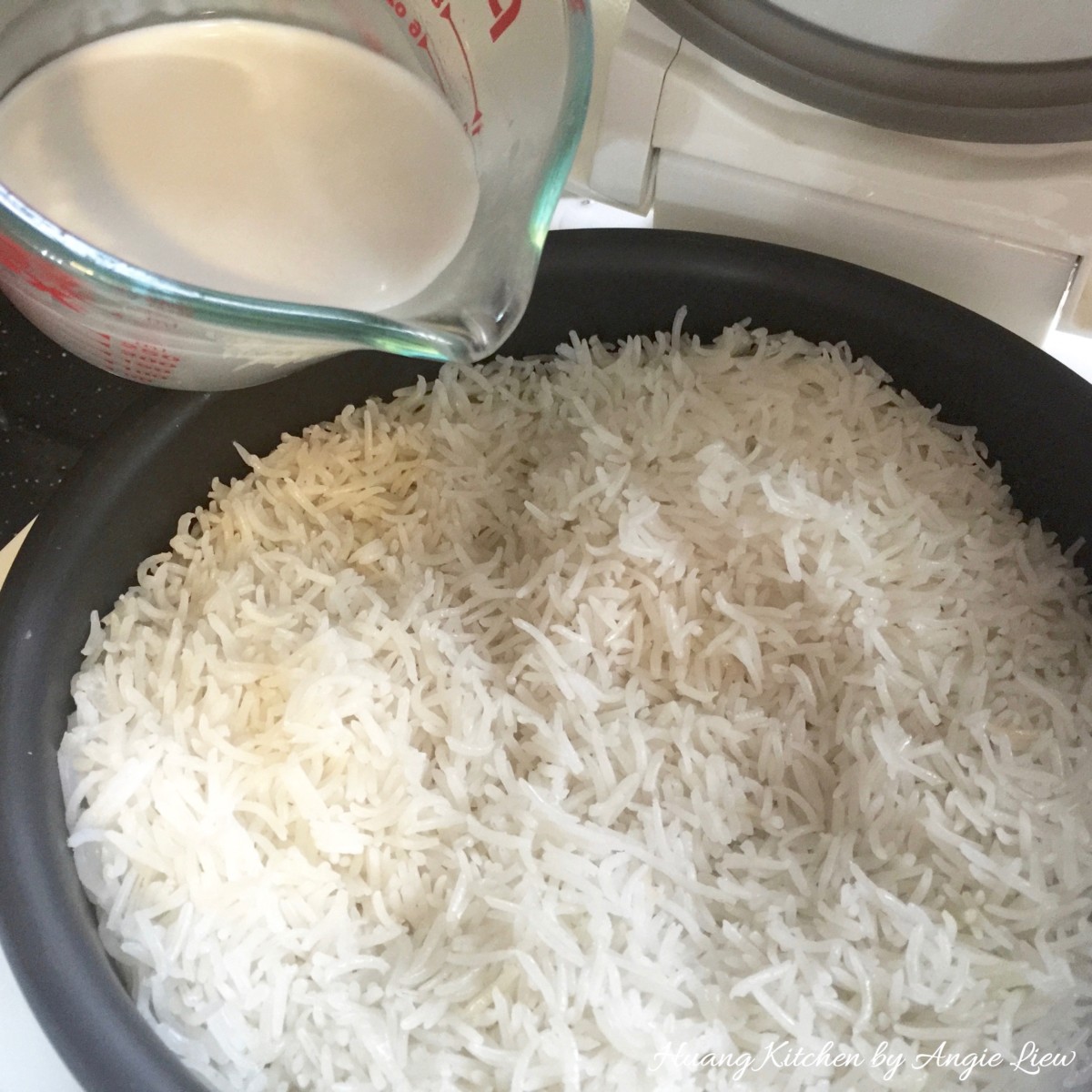 Nasi Lemak Recipe (Coconut Milk Steamed Rice) - add more coconut milk