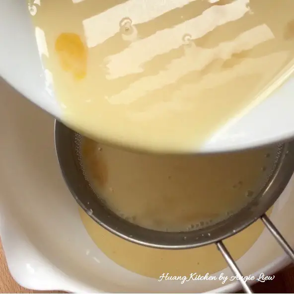 Steamed Egg Pudding Recipe - strain to remove bubbles