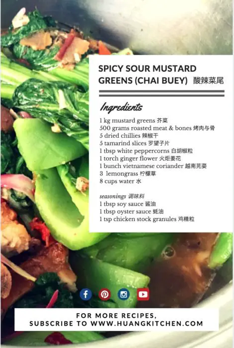 Spicy Sour Mustard Greens Recipe Ingredients (Chai Buey)
