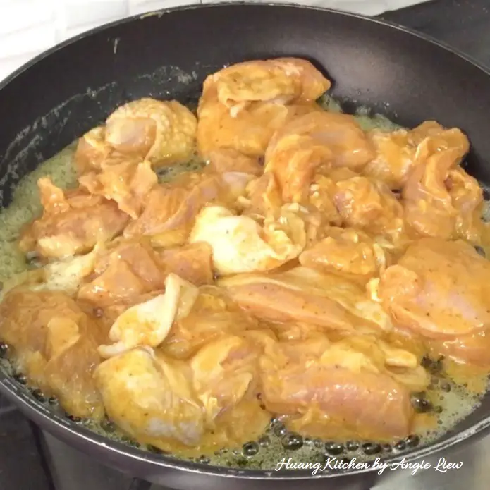 Pan-fry chicken in melted butter.