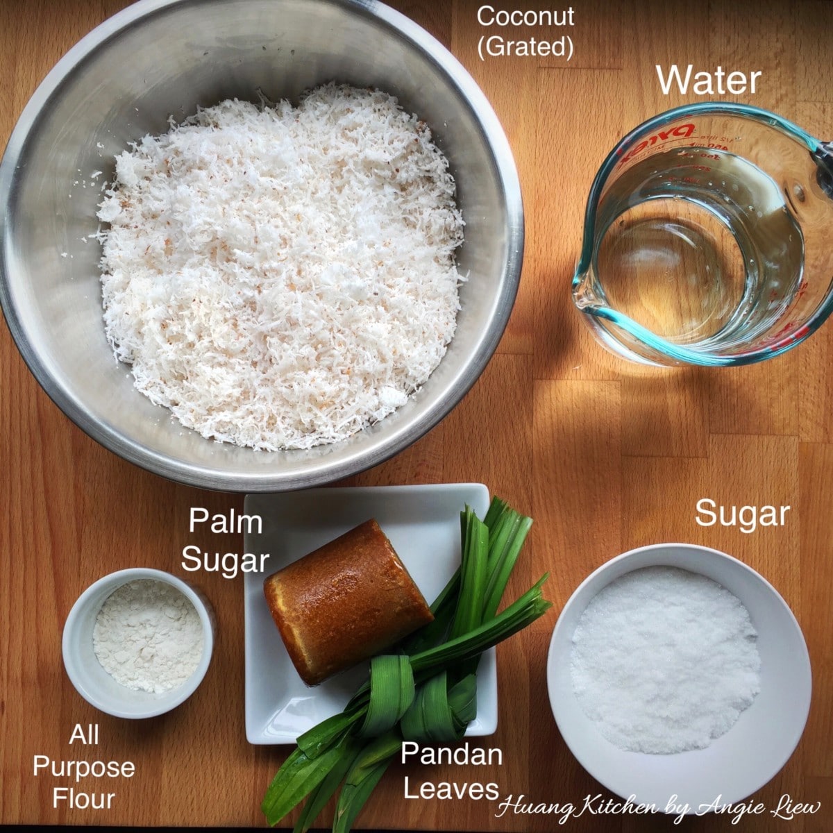 Prepare ingredients for coconut filling.