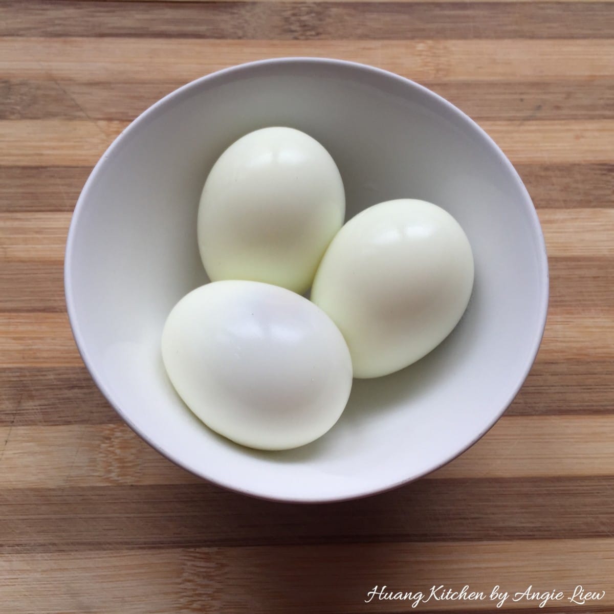 Hard-boiled eggs and shelled.