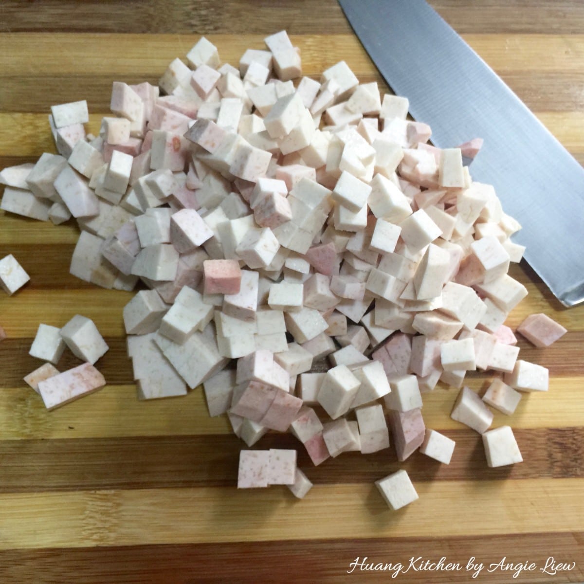 Peel and cut yam into small cubes.