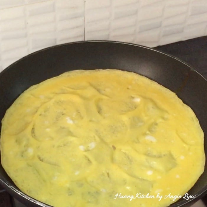 Making omelette.