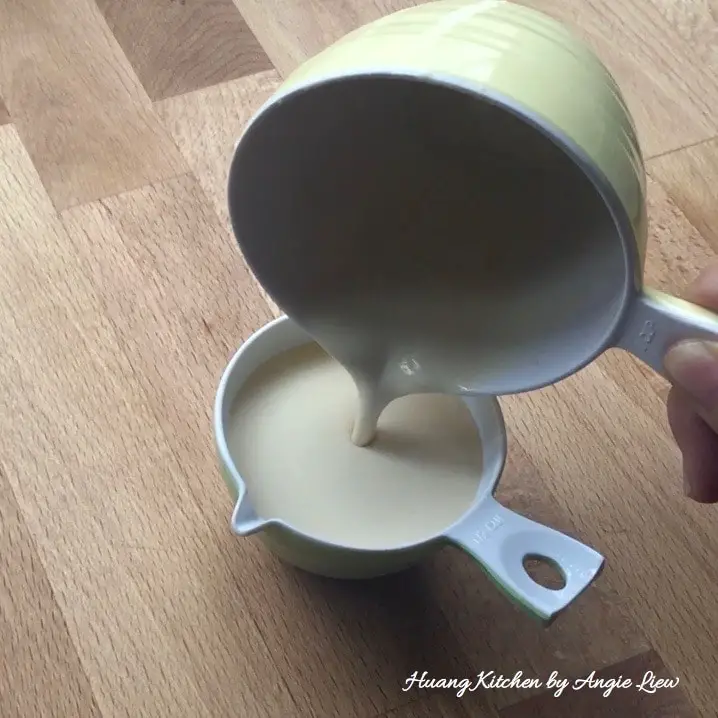 Pour batter into smaller cup.