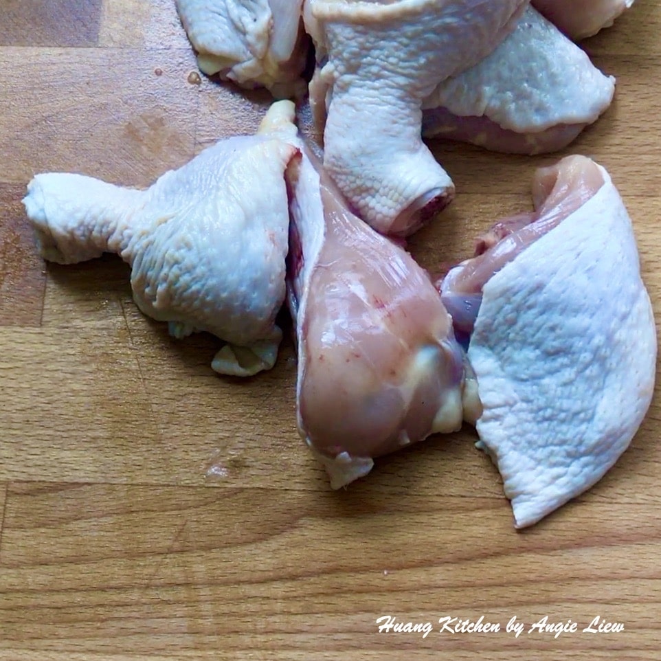 Cut chicken into bite size pieces.
