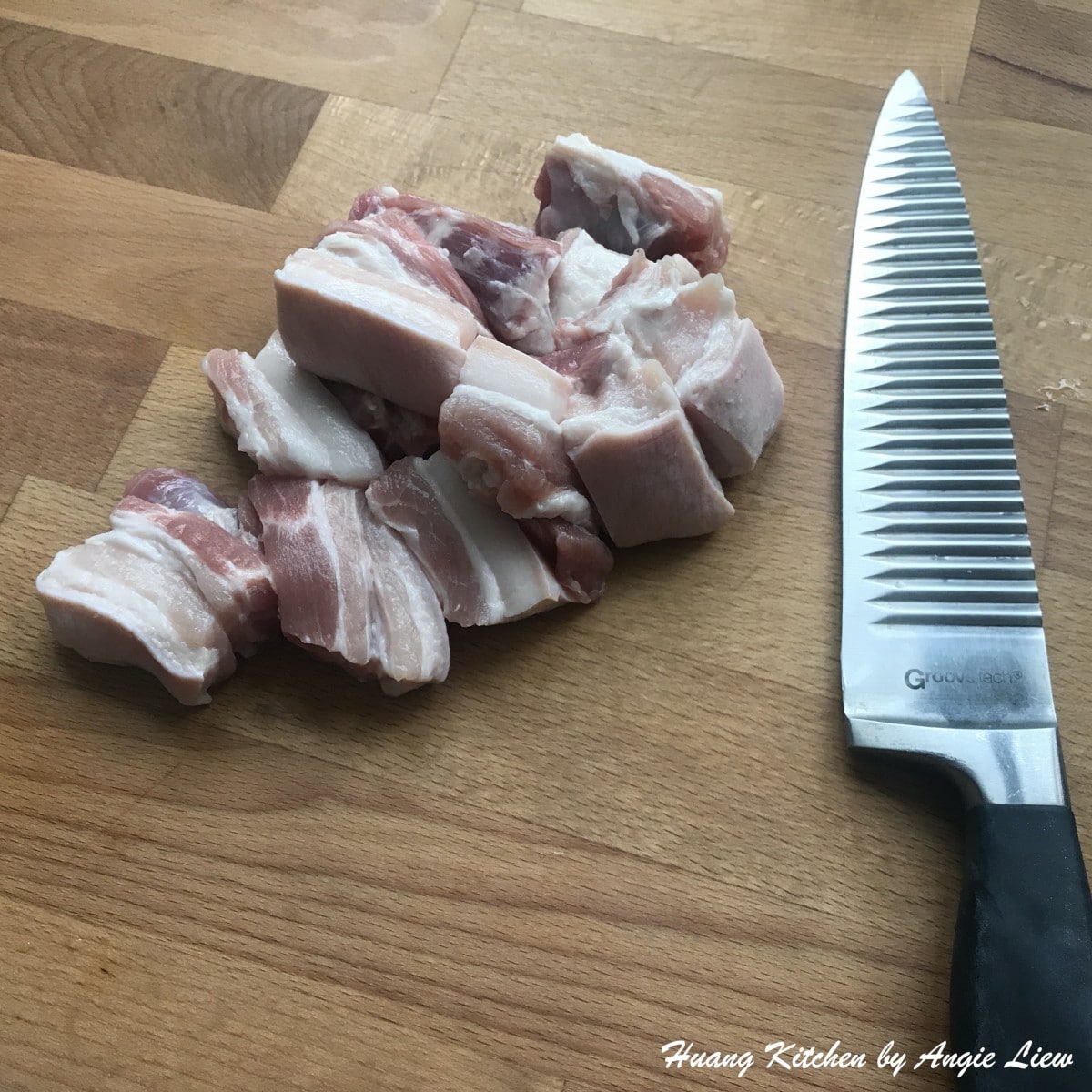 Cut pork into bite size