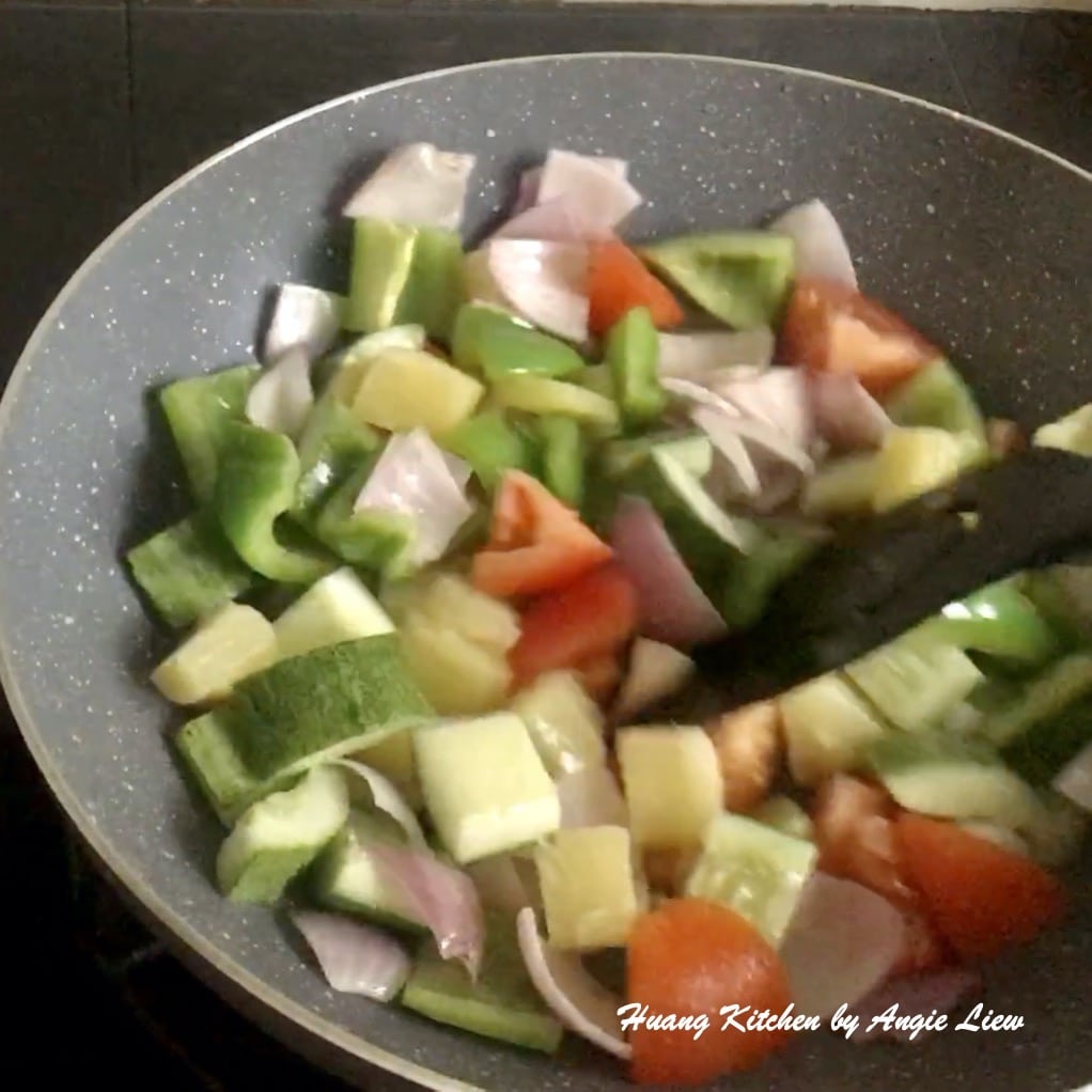 Stir fry all cut vegetables
