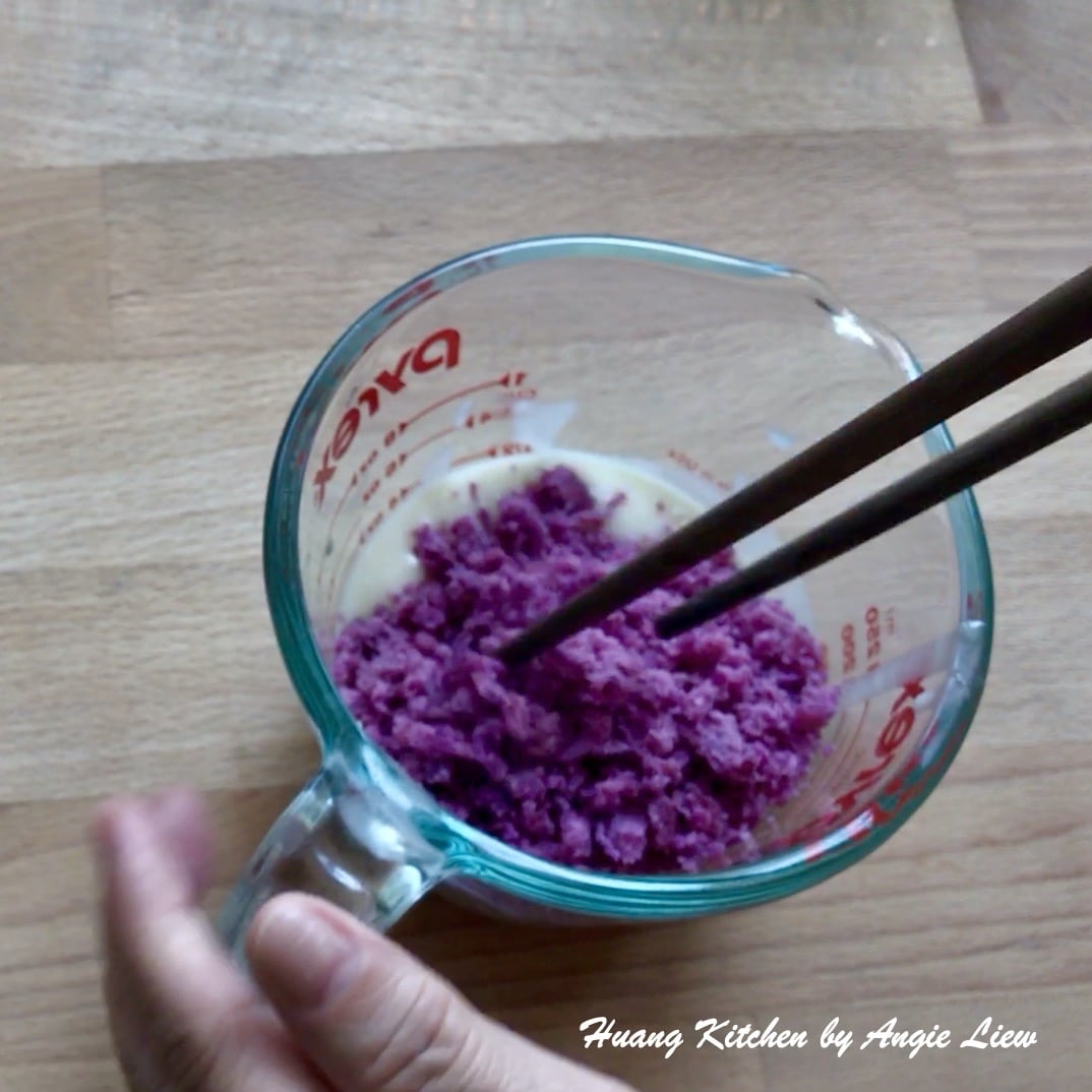 Add in mashed purple sweet potato.
