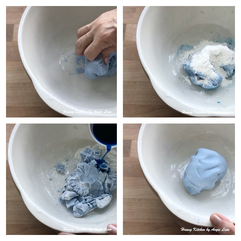 Make blue color glutinous rice balls