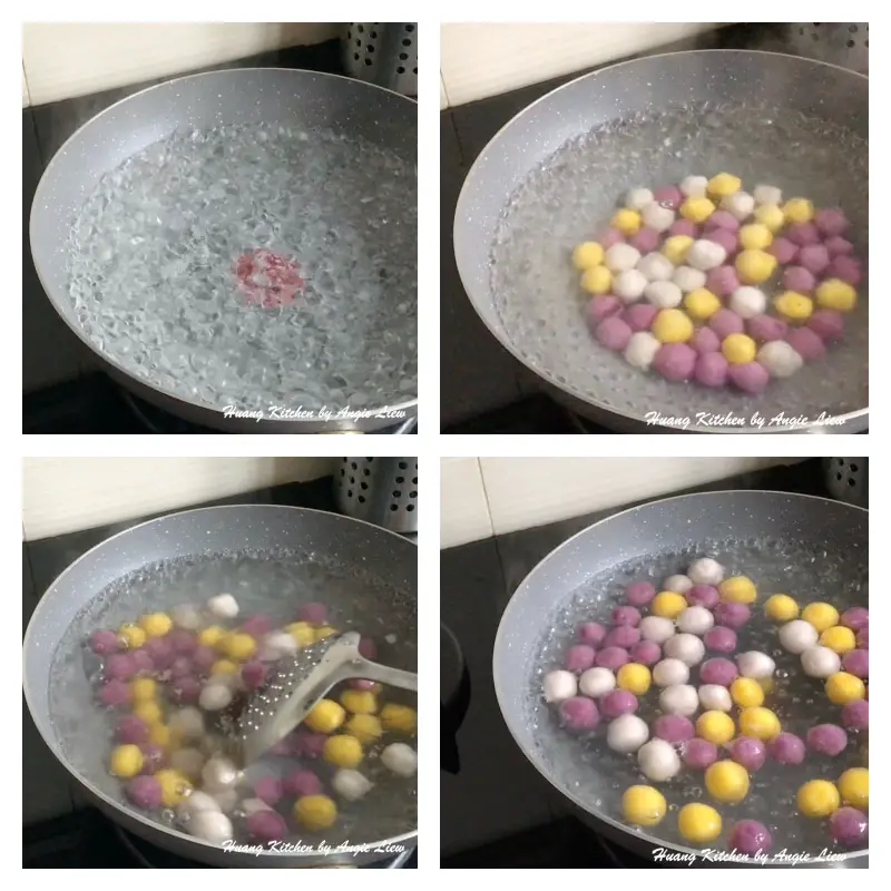 Cook glutinous rice balls.