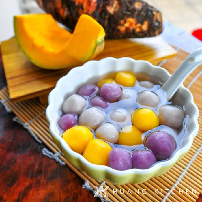 Taro, Purple Sweet Potato and Pumpkin Glutinous Rice Balls 