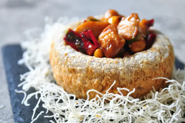 Crispy Yam Basket with Kung Pao Filling - Feature Photo