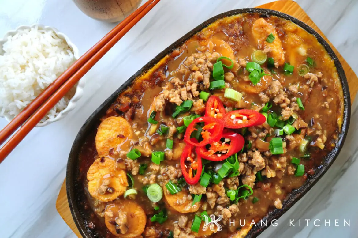 Sizzling Hot Plate Beancurd Recipe 铁板豆腐食谱 Huang Kitchen