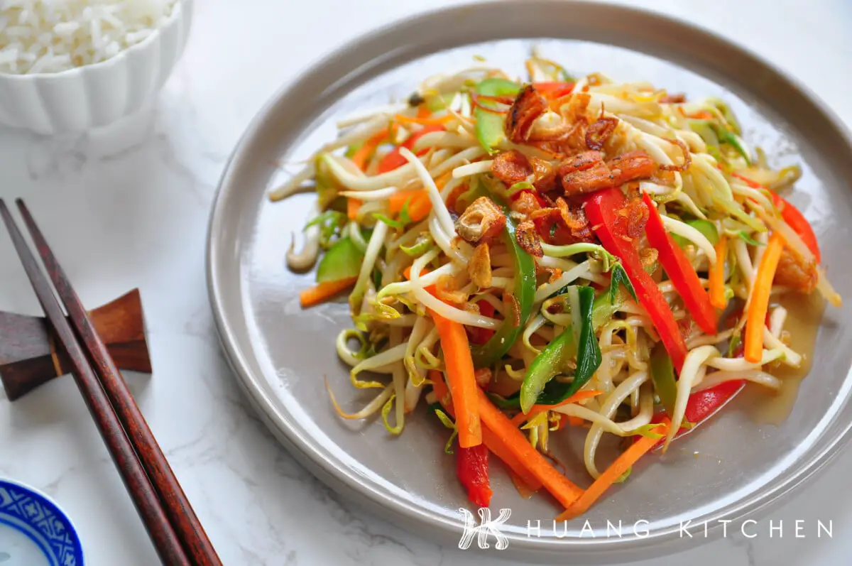 Stir Fry Bean Sprout With Salted Fish Recipe 炒咸鱼豆芽食谱 Huang Kitchen