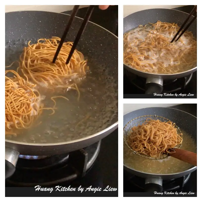 Cook egg noodles.
