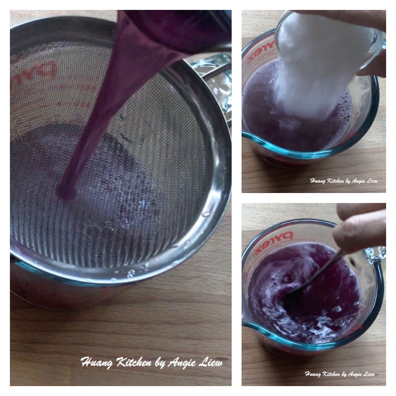 Strain purple sweet potato liquid.