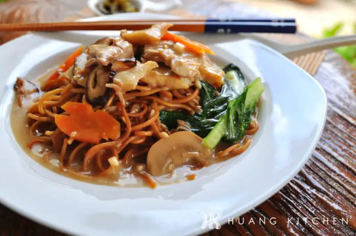 Egg Noodles With Mushroom Soup Recipe by Huang Kitchen - Noodles enjoy with picked green chilli