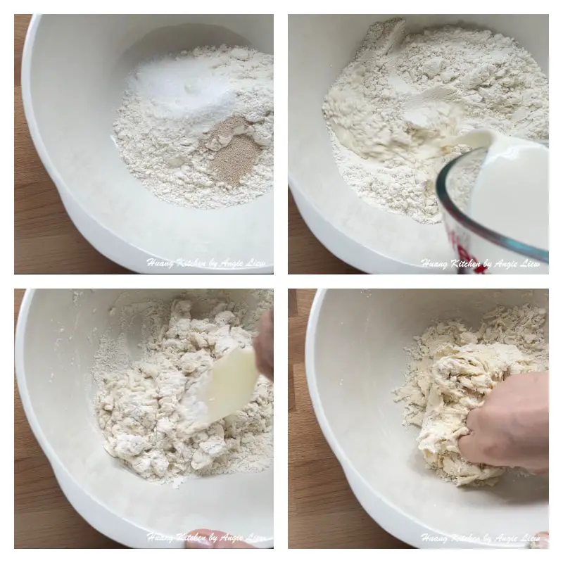 Making white dough.