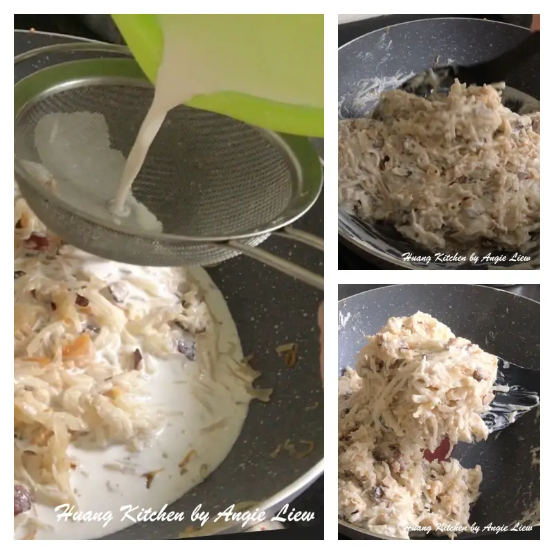 Steamed Radish Cake Recipe by Huang Kitchen - Chinese Turnip Cake Loh Bak Gou 蒸白萝卜糕食谱 - Cooking Radish Cake Batter