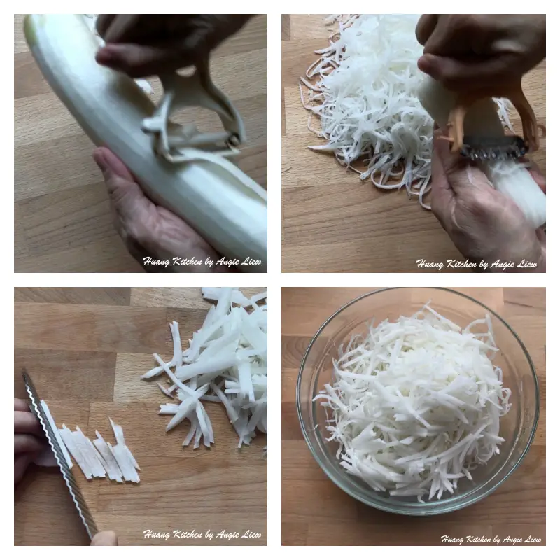 Peel and cut radish/daikon