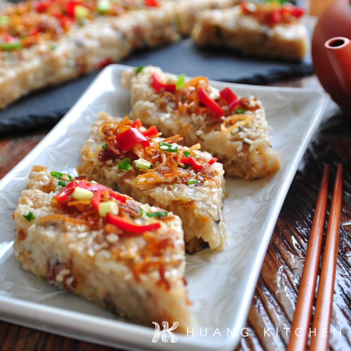 Steamed Radish Cake Recipe (Turnip Cake) 萝卜糕 Huang Kitchen