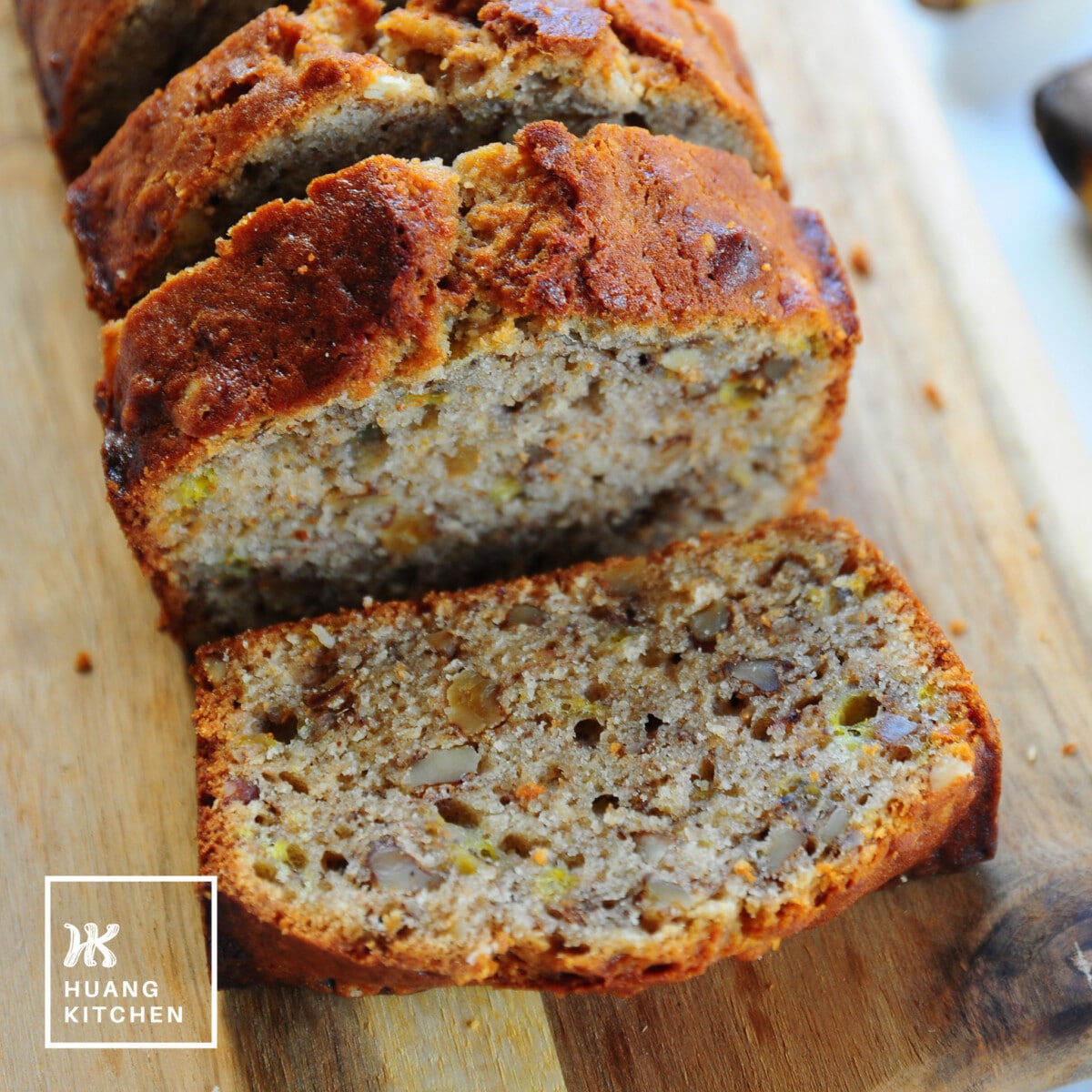 Homemade Banana Bread Recipe by Huang Kitchen - Cut into thick slices.