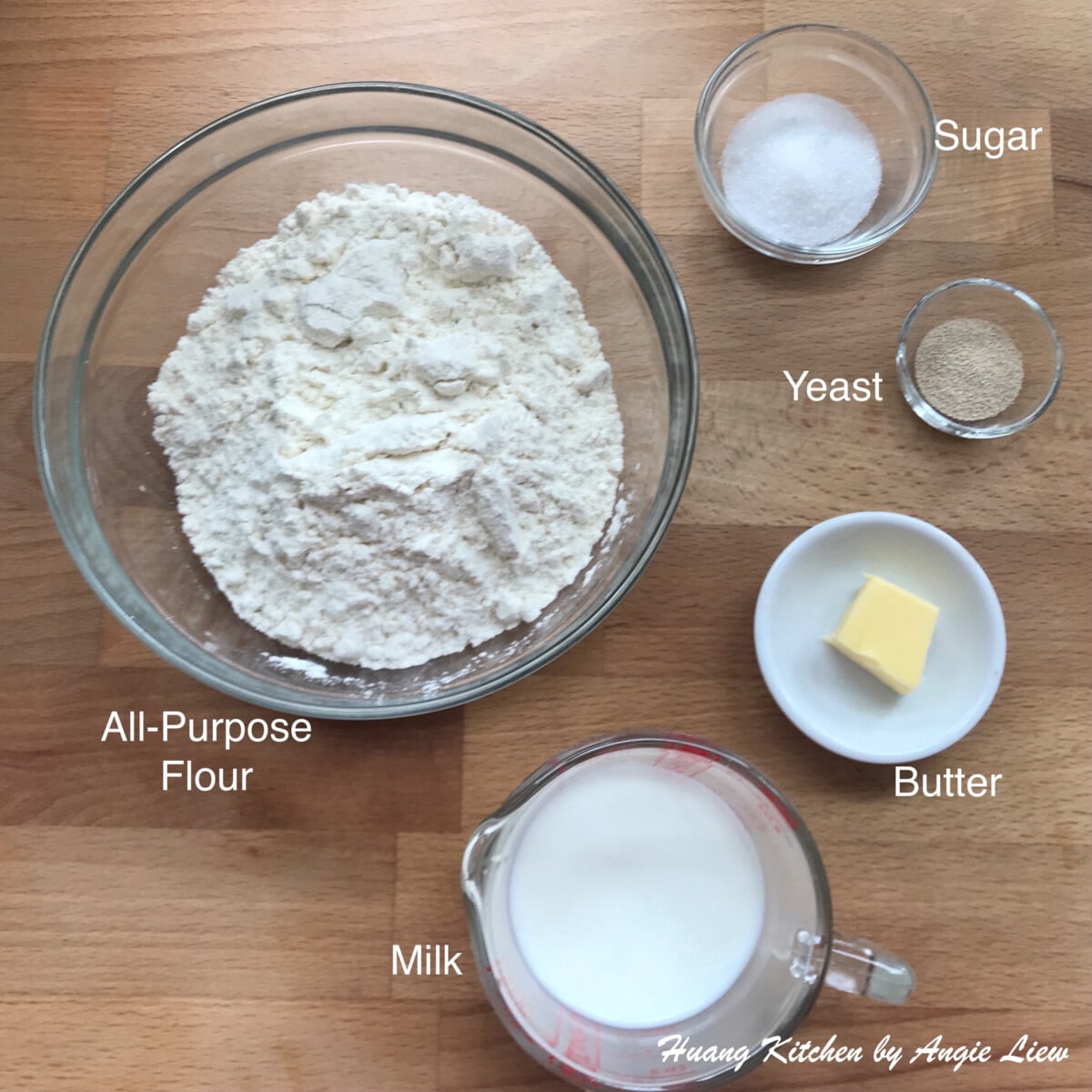 Ingredients for white dough.