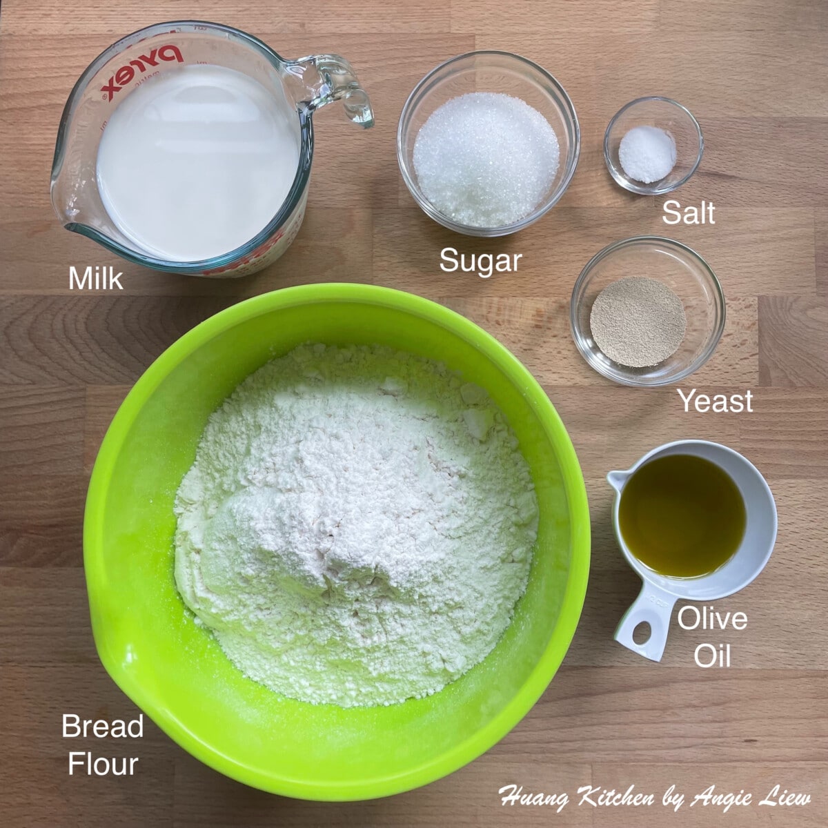 Basic White Bread Bread Machine Recipe by Huang Kitchen - prepare ingredients