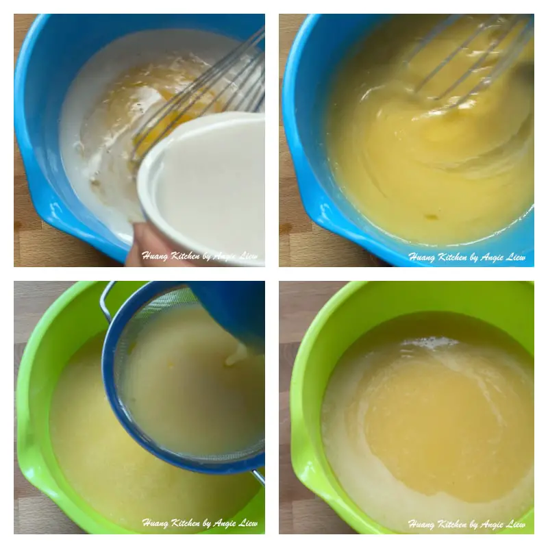 Homemade Caramel Kaya Recipe by Huang Kitchen - Add Coconut Milk and Sieve Egg Kaya Mixture