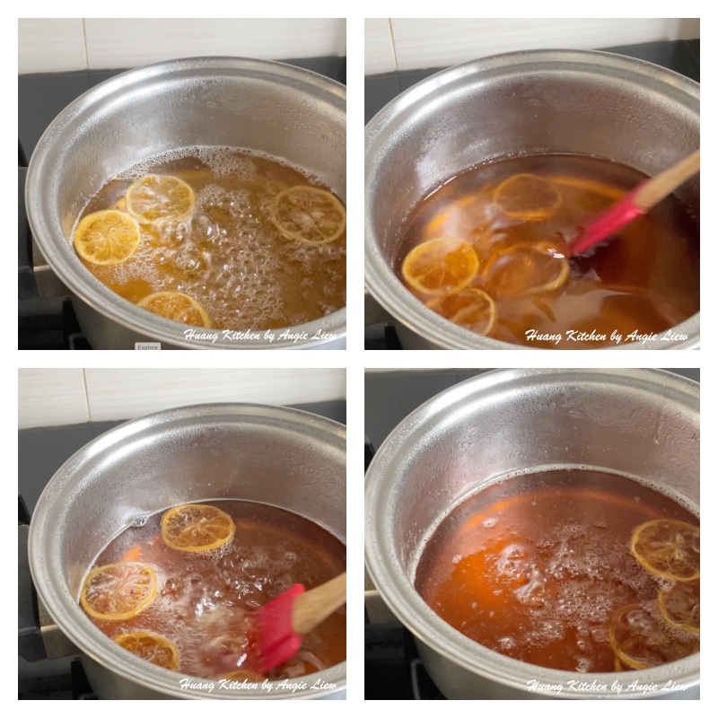 Cooking golden syrup.