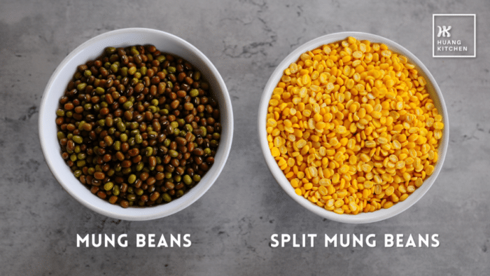 Homemade Durian Mung Bean Pastę Recipe by Huang Kitchen - Difference and comparison of whole mung beans and split mung beans