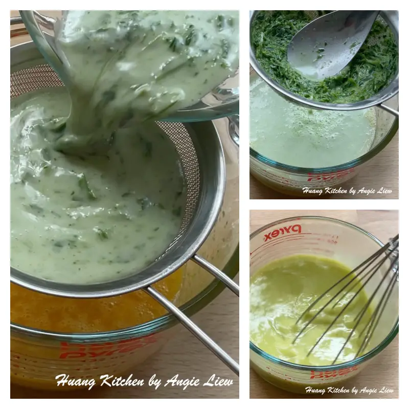 Homemade Pandan Kaya Recipe (How To Make Coconut Egg Jam) 香兰咖椰酱食谱(斑斓咖椰做法) by Huang Kitchen - Strain Pandan Kaya mixture