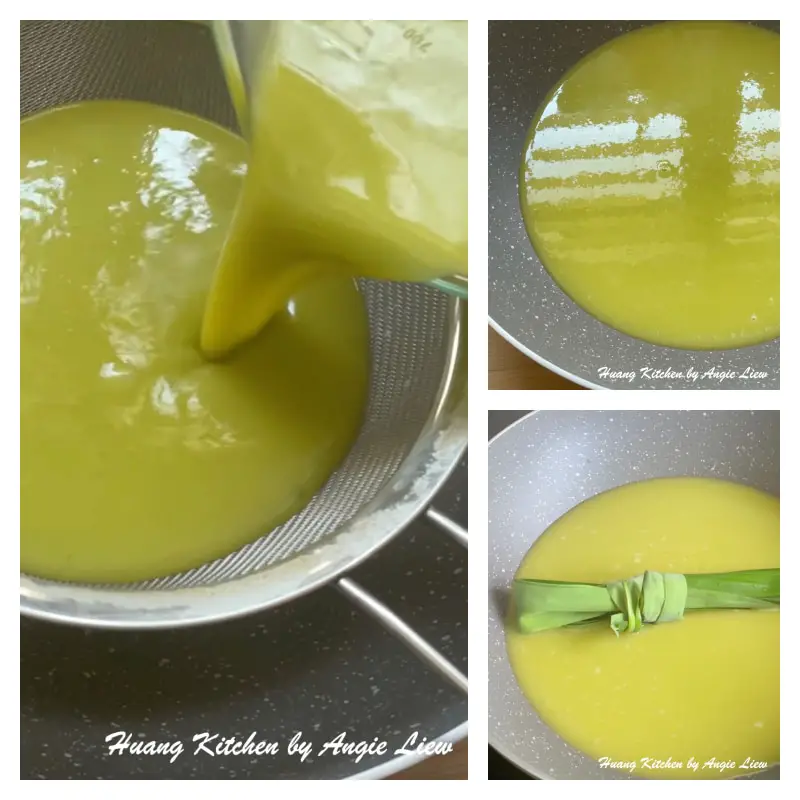 Homemade Pandan Kaya Recipe (How To Make Coconut Egg Jam) 香兰咖椰酱食谱(斑斓咖椰做法) by Huang Kitchen - starting to cook pandan kaya