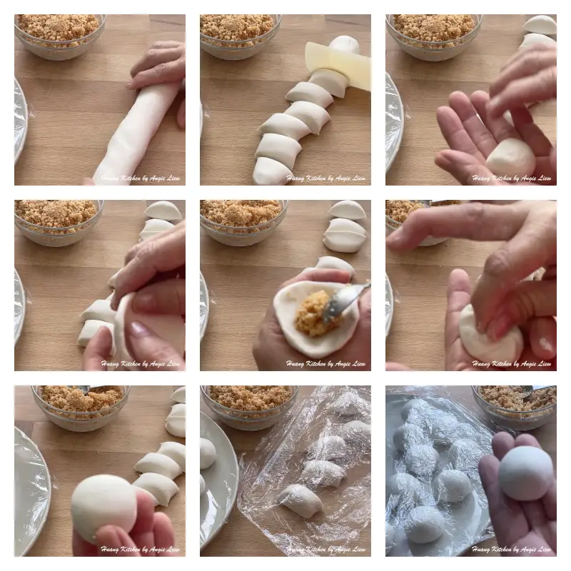Making peanut glutinous rice balls