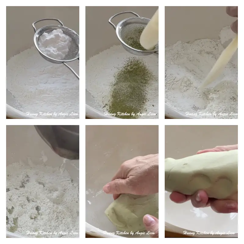 Making matcha glutinous rice balls