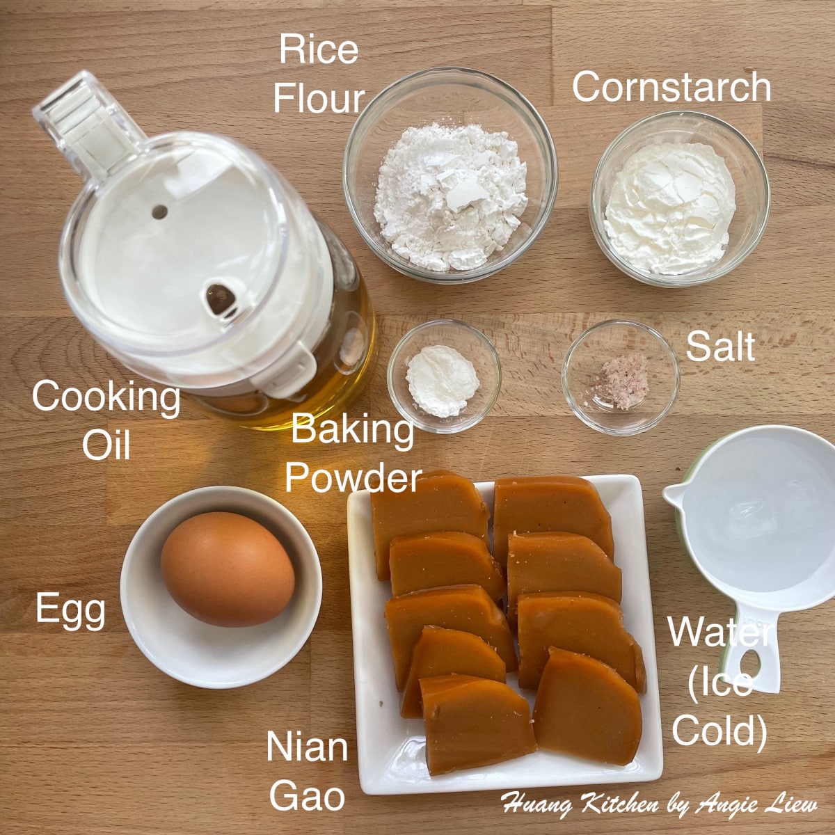 Ingredients to make Pan Fried Nian Gao